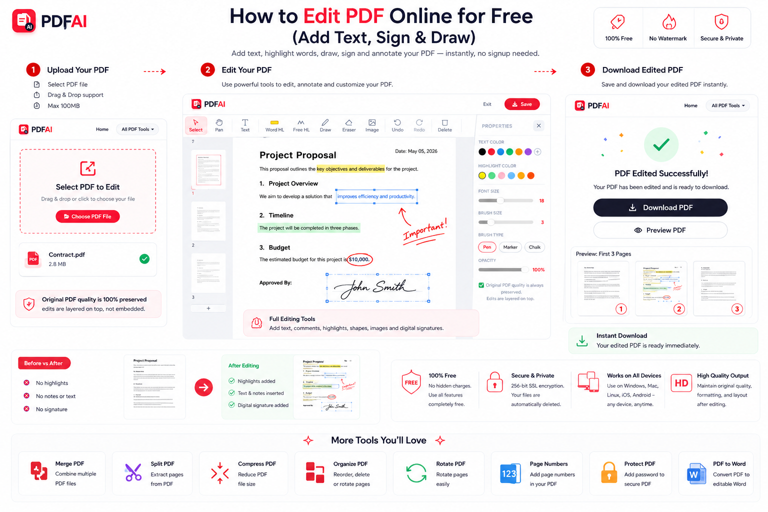 How to edit PDF text and images free online